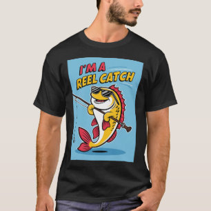 T-shirt Poisson de dessin animé drôle avec des lunettes de