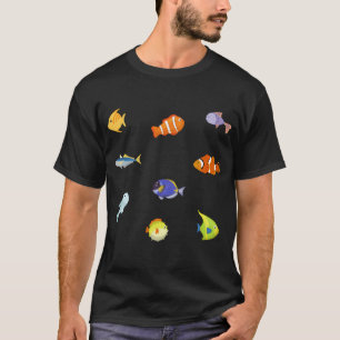 T-shirt Poisson de mer de couleur mixte