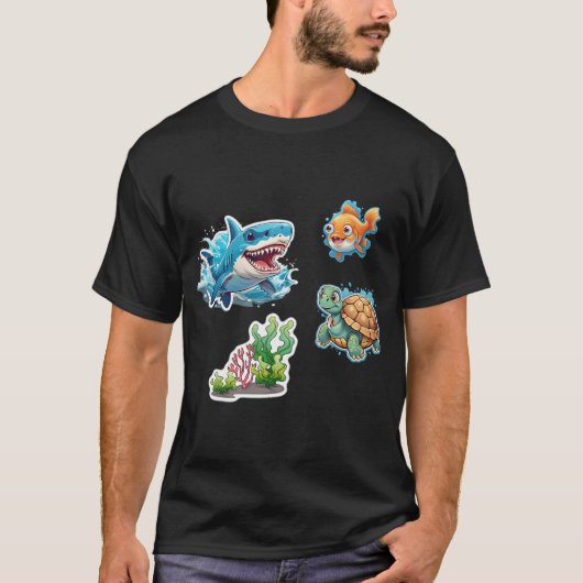 T-shirt Poisson de mer mignon (Devant)