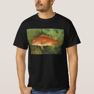 T-shirt Poisson de Snapper Rouge dans l'océan, Vintage Mar