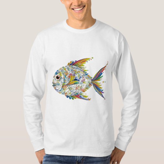 T-shirt Poisson Doodé couleur complète (Devant)