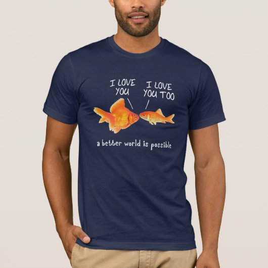 T-shirt Poisson d'or amoureux Je vous coeur (Devant)