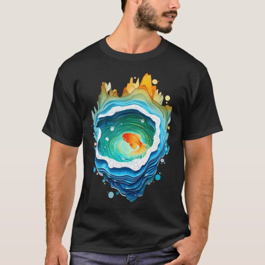 T-shirt Poisson doré dans le petit étang (Devant)