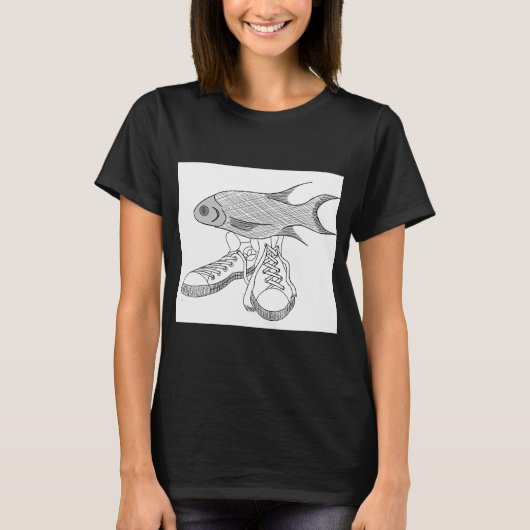 T-shirt Poisson Drôle avec des Chaussures (Devant)