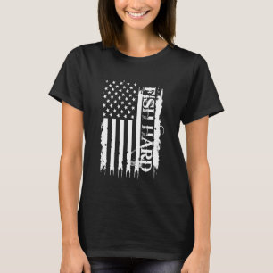 T-shirt Poisson dur États-Unis déprimé avec le drapeau amé