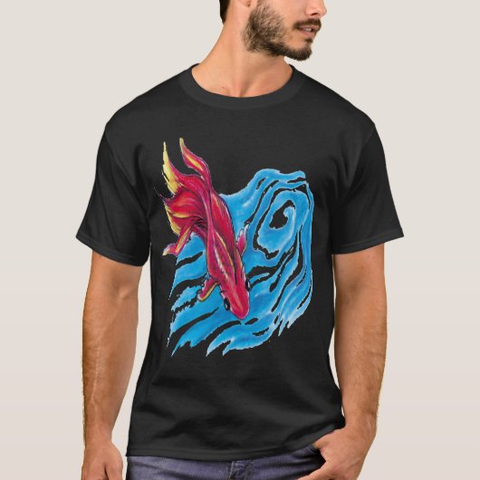T-shirt Poisson en eau de mer. (Devant)