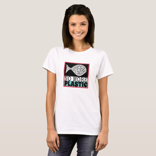 T-shirt Poisson en plastique, changement climatique (Devant entier)