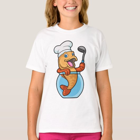 T-shirt Poisson en verre comme cuire avec cuillère à soupe (Devant)