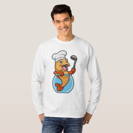 T-shirt Poisson en verre comme cuire avec cuillère à soupe (Devant entier)