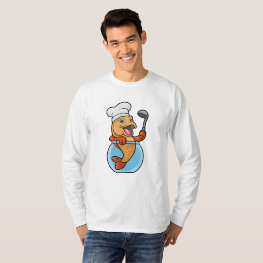 T-shirt Poisson en verre comme cuire avec cuillère à soupe (Devant entier)