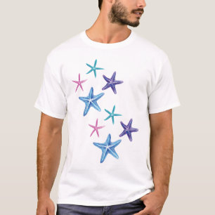 T-shirt Poisson-étoile colorée (Bleu, Violet, Rose, Turquo