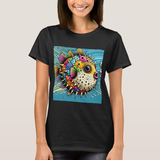 T-shirt poisson hérisson coloré (Devant)