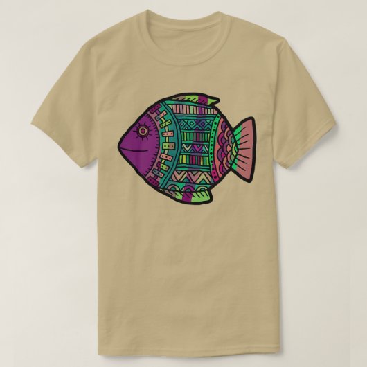 T-shirt Poisson indigène mexicain régional avec psychédéli (Design devant)
