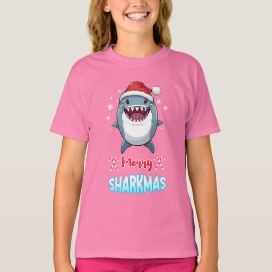 T-shirt Poisson Joyeux Sharkmas Mignonette Poisson de mer  (Devant)