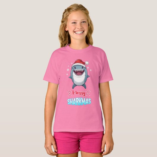 T-shirt Poisson Joyeux Sharkmas Mignonette Poisson de mer  (Devant entier)