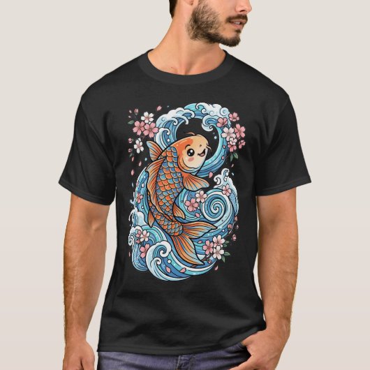 T-shirt Poisson Koi de Samouraï Épique (Devant)