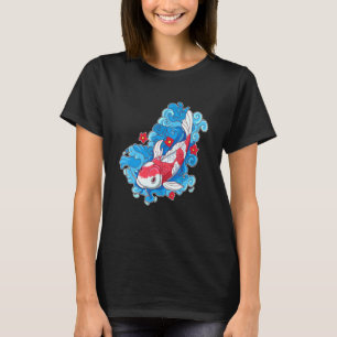 T-shirt Poisson Koi Et Fleurs Carpe Japonaise