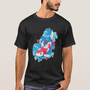 T-shirt Poisson Koi Et Fleurs Carpe Japonaise