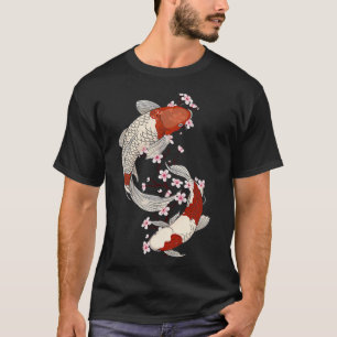 T-shirt Poisson Koi Japonais Avec Fleurs De Sakura Art