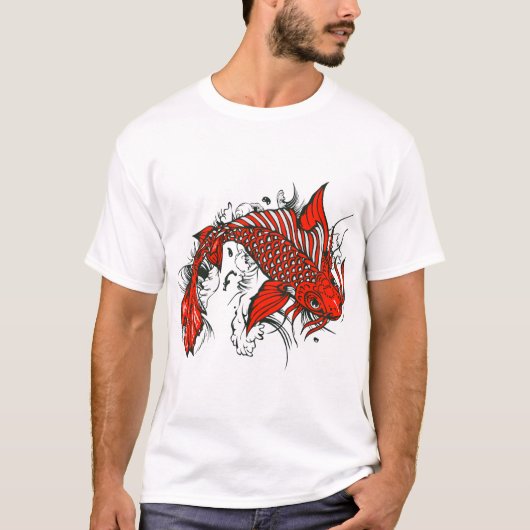 T-shirt Poisson koi tattoo fish japonais dessin old scool (Devant)