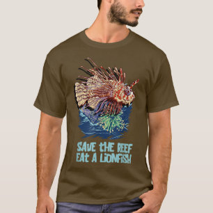 T-shirt Poisson-Lion Sauvez Le Récif Mangez Le Lion Drôle 