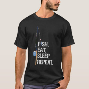 T-shirt Poisson Mange Sommeil Répéter Funny Pêche Humour C