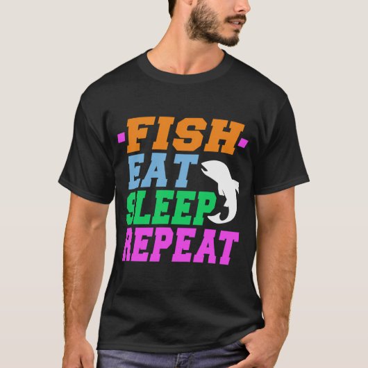 T-shirt poisson manger dormir répéter (Devant)