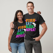 T-shirt poisson manger dormir répéter (Unisexe)