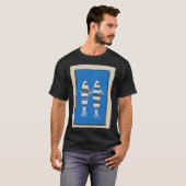 T-shirt Poisson minimal sur bleu (Devant entier)