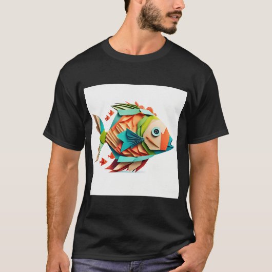 T-shirt Poisson origami coloré (Devant)
