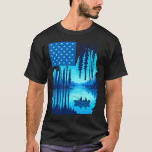 T-shirt Poisson osseux drapeau américain pêche