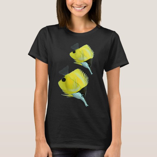 T-shirt Poisson-papillon à long bec jaune (Devant)