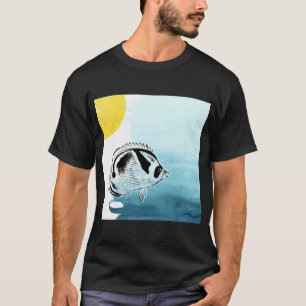 T-shirt poisson-papillon aux couleurs de l'aquarelle, impr