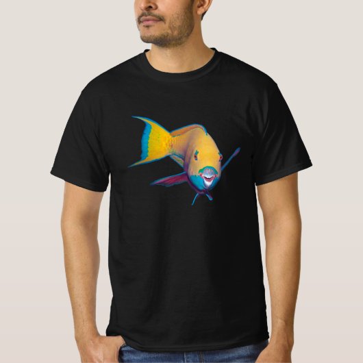 T-shirt Poisson perroquet - Conception abstraite - Découpé (Devant)