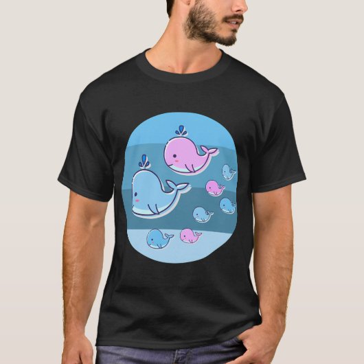 T-shirt poisson rose bleu (Devant)