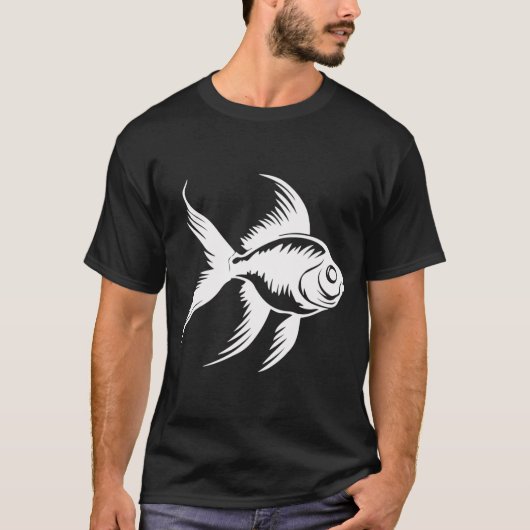 T-shirt Poisson rouge (blanc) (Devant)