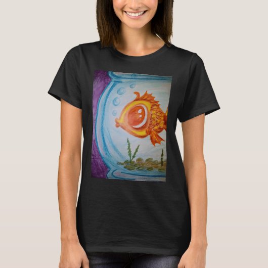 T-shirt Poisson Rouge Dans Un Bocal (Devant)