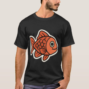 T-shirt Poisson rouge de dessin animé – Illustrat de poiss