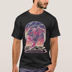 T-shirt Poisson rouge du coucher de soleil Lune et étoiles