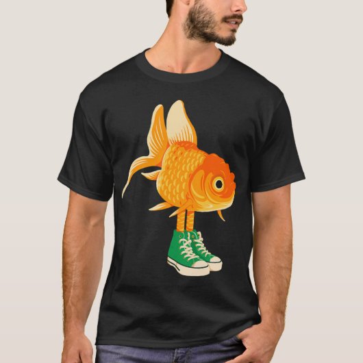 T-shirt Poisson rouge en baskets (Devant)