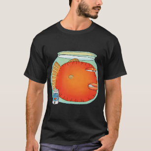 T-shirt poisson rouge en colère dans un bocal à poissons
