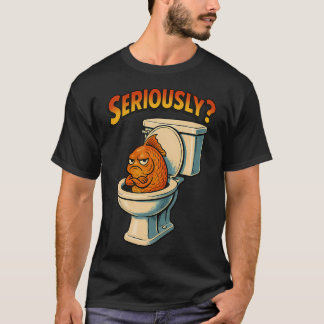 T-shirt Poisson rouge grincheux les bras croisés – Drôle V