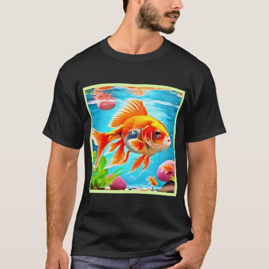 T-shirt Poisson rouge orange blanc (Devant)