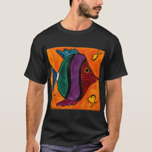 T-shirt Poisson Rouge Vert Violet & Bleu