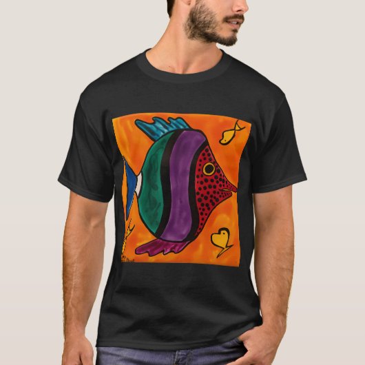 T-shirt Poisson Rouge Vert Violet & Bleu (Devant)