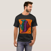T-shirt Poisson Rouge Vert Violet & Bleu (Devant entier)
