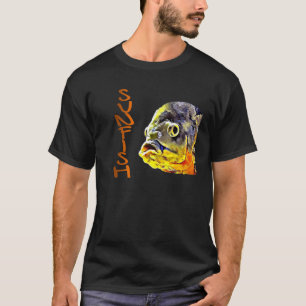 T-shirt Poisson Soleil Hommes Graphique Peinture à l'Huile