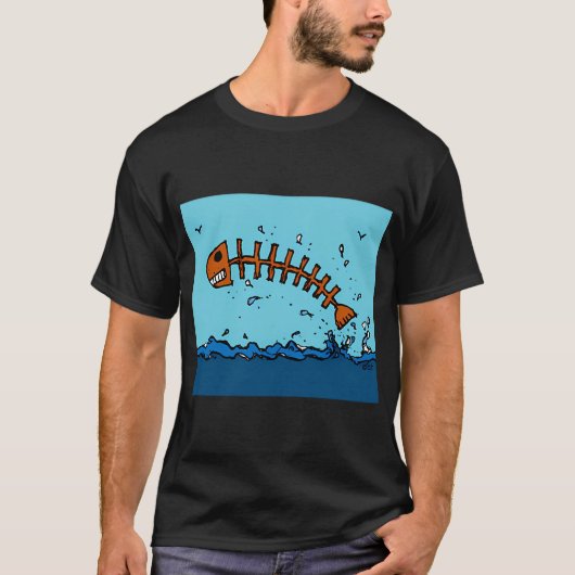T-shirt Poisson squelette volant (Devant)