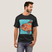 T-shirt Poisson sur turquoise (Devant entier)