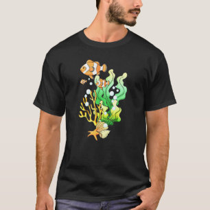 T-shirt Poisson Tropical Coloré Dessiné à la Main sur un R